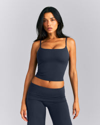 SoftMotion™ Strappy Mid Vest with Built in Bra Shelf New Branding | True Blue