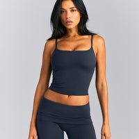 SoftMotion™ Strappy Mid Vest with Built in Bra Shelf New Branding | True Blue