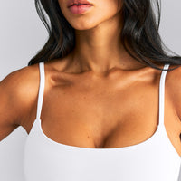 SoftMotion™ Strappy Mid Tank Top with Built in Bra Shelf New Branding | White