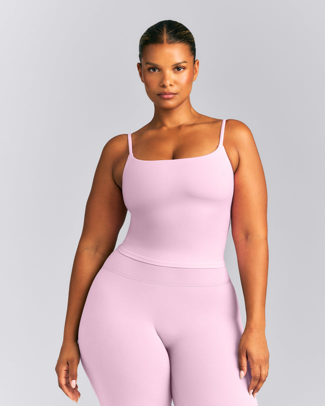 SoftMotion™ Strappy Mid Vest with Built in Bra Shelf | Chalk Pink