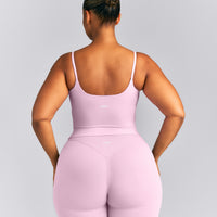 SoftMotion™ Strappy Mid Vest with Built in Bra Shelf | Chalk Pink
