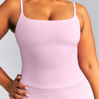 SoftMotion™ Strappy Mid Vest with Built in Bra Shelf | Chalk Pink