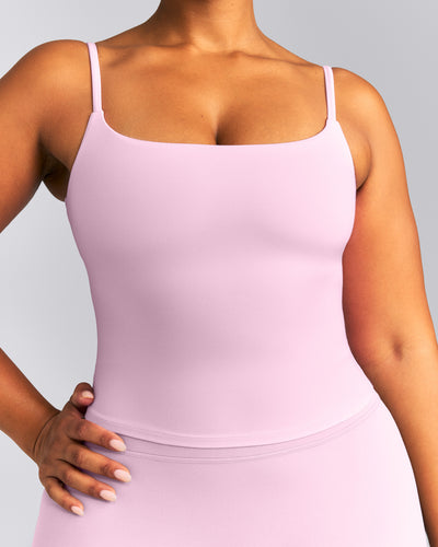 SoftMotion™ Strappy Mid Vest with Built in Bra Shelf | Chalk Pink