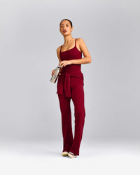 SoftMotion™ Strappy Mid Vest with Built in Bra Shelf with Grey Logo | Ruby Red