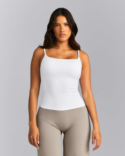 SoftMotion™ Strappy Vest with Built in Bra Shelf New Branding | White