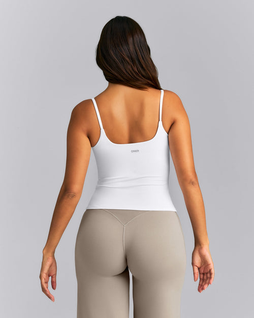 SoftMotion™ Strappy Vest with Built in Bra Shelf New Branding | White