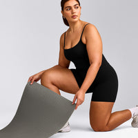 SoftMotion™ Strappy Vest with Built in Bra Shelf with Grey Logo | Black