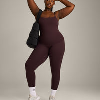SoftMotion™ Strappy Vest with Built in Bra Shelf with Grey Logo | Plum Brown