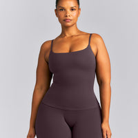 SoftMotion™ Strappy Vest with Built in Bra Shelf | Dark Umber Brown