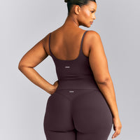 SoftMotion™ Strappy Vest with Built in Bra Shelf | Dark Umber Brown