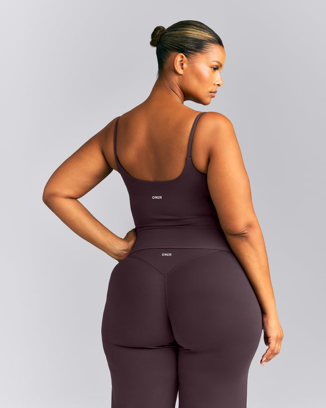 SoftMotion™ Strappy Vest with Built in Bra Shelf | Dark Umber Brown