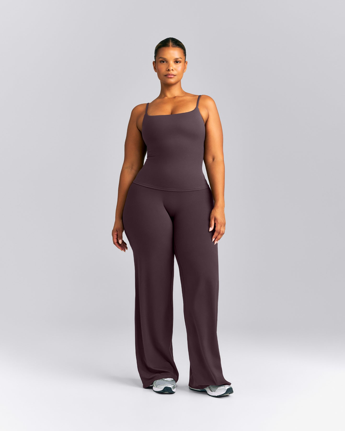 SoftMotion™ Strappy Vest with Built in Bra Shelf | Dark Umber Brown
