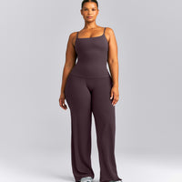 SoftMotion™ Strappy Vest with Built in Bra Shelf | Dark Umber Brown