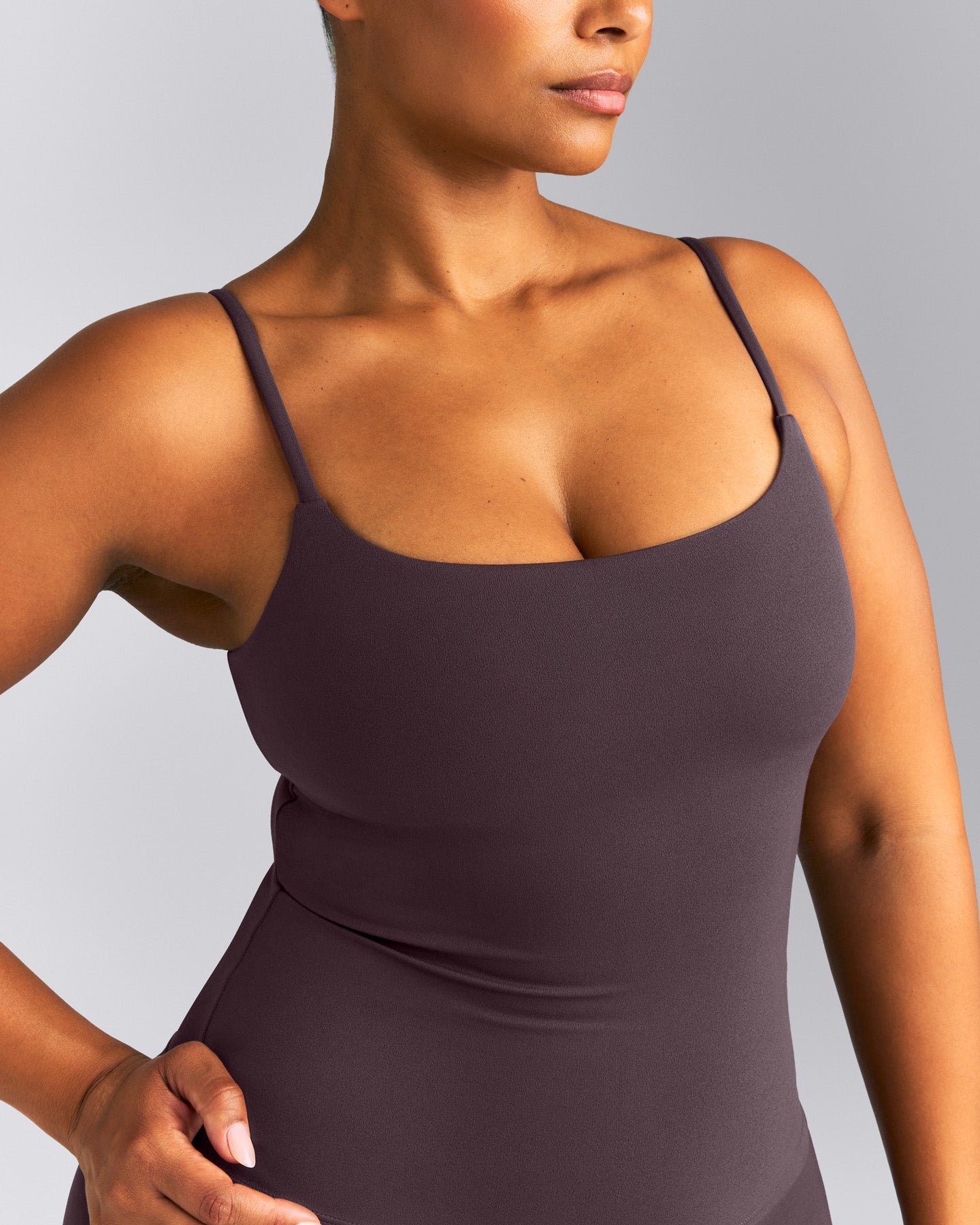 SoftMotion™ Strappy Vest with Built in Bra Shelf | Dark Umber Brown