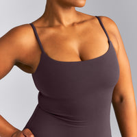 SoftMotion™ Strappy Vest with Built in Bra Shelf | Dark Umber Brown