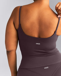 SoftMotion™ Strappy Vest with Built in Bra Shelf | Dark Umber Brown