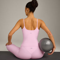SoftMotion™ Strappy Vest with Built in Bra Shelf with Grey Logo | Chalk Pink