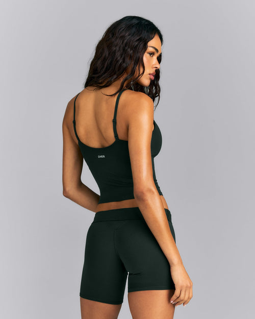 SoftMotion™ Adjustable V Neck Mid Vest with Built in Bra Shelf | Emerald Noir