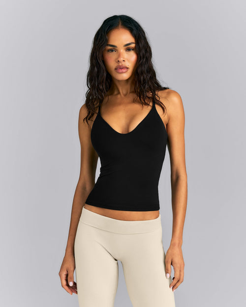 SoftMotion™ Adjustable V Neck Vest with Built in Bra Shelf | Black