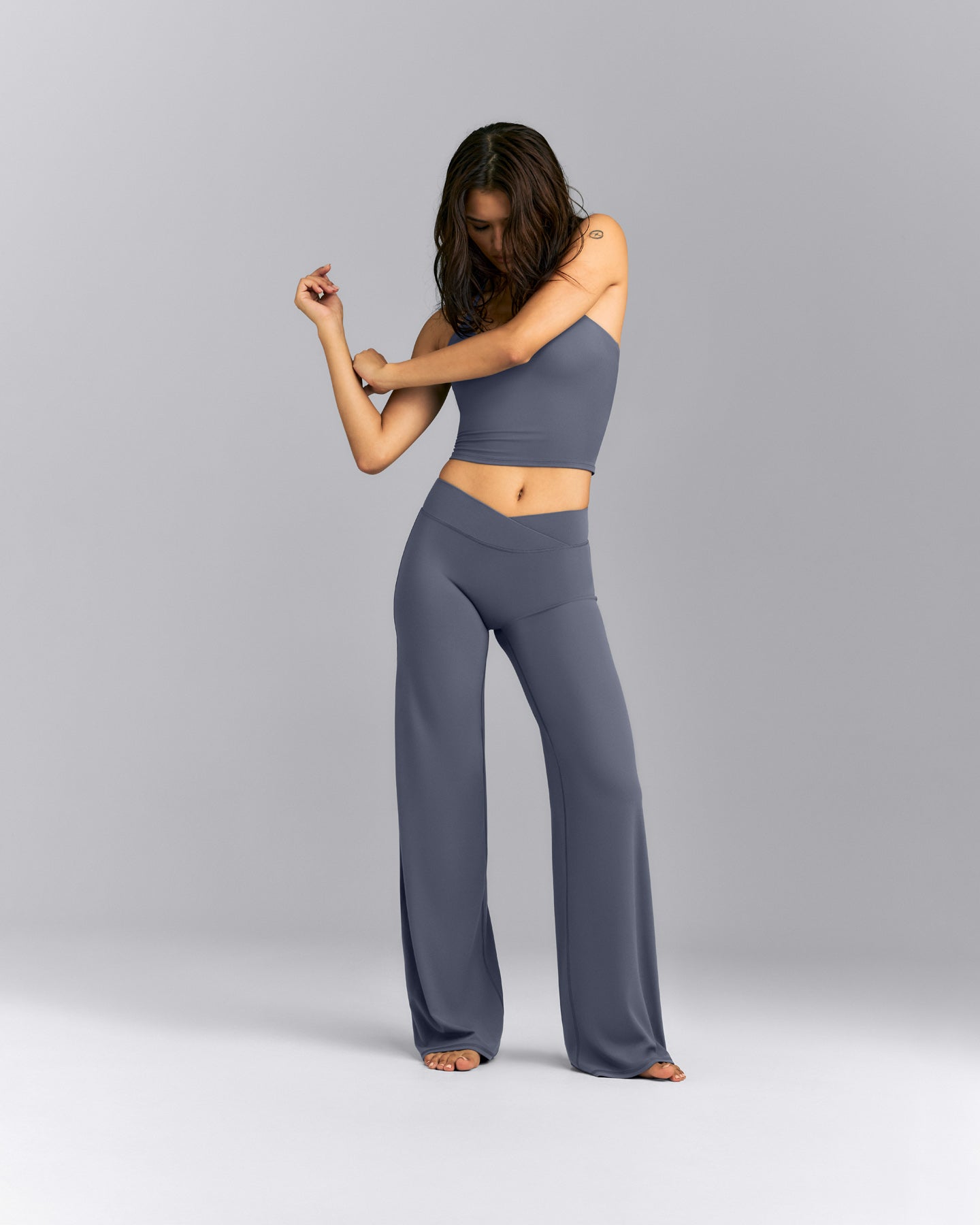 SoftMotion™ Wrap Straight Leg Leggings | Granite Blue
