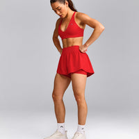 UnifiedMove™ Double Layer Shorts 5" with Reflective Logo | Muscle Mommy Red