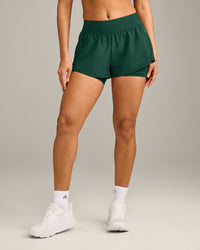 UnifiedMove Double Layer Shorts 5" with Reflective Logo | Racing Green