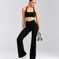UnifiedMove™ Wrap Flared Bottoms with Reflective Logo | Black