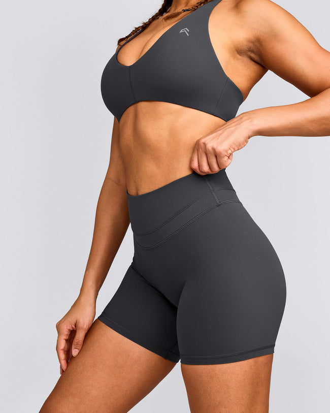 UnifiedMove™ High Waisted Shorts 6" with Reflective Logo | Coal