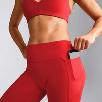 UnifiedMove™ Pocket Leggings with Bonding with Reflective Logo | Muscle Mommy Red