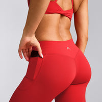 UnifiedMove™ Pocket Leggings with Bonding with Reflective Logo | Muscle Mommy Red