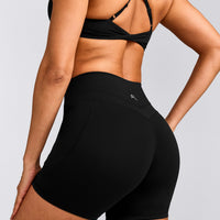 UnifiedMove™ High Waisted Pocket Shorts 6" with Reflective Logo | Black