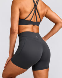 UnifiedMove™ High Waisted Pocket Shorts 6" with Reflective Logo | Coal