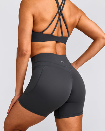UnifiedMove™ High Waisted Pocket Shorts 6" with Reflective Logo | Coal