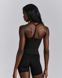 UnifiedMove™ T Back Mid Tank with Built in Bra Shelf | Black