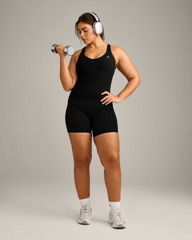 UnifiedMove V Neck Cross Back Vest with Reflective Logo | Black