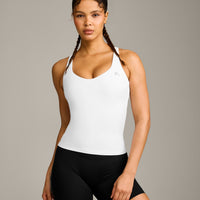 UnifiedMove V Neck Cross Back Vest with Reflective Logo | White