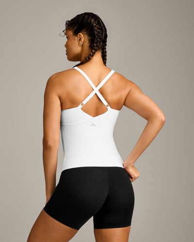 UnifiedMove V Neck Cross Back Vest with Reflective Logo | White