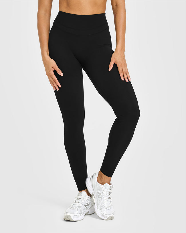 UnifiedMove™ High Waisted Leggings White Logo | Black