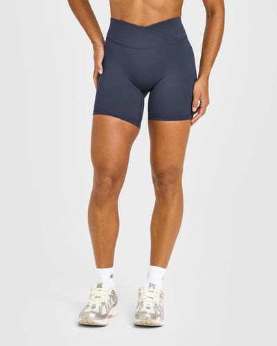 UnifiedMove™ Wrap Shorts White Logo 6" | True Blue