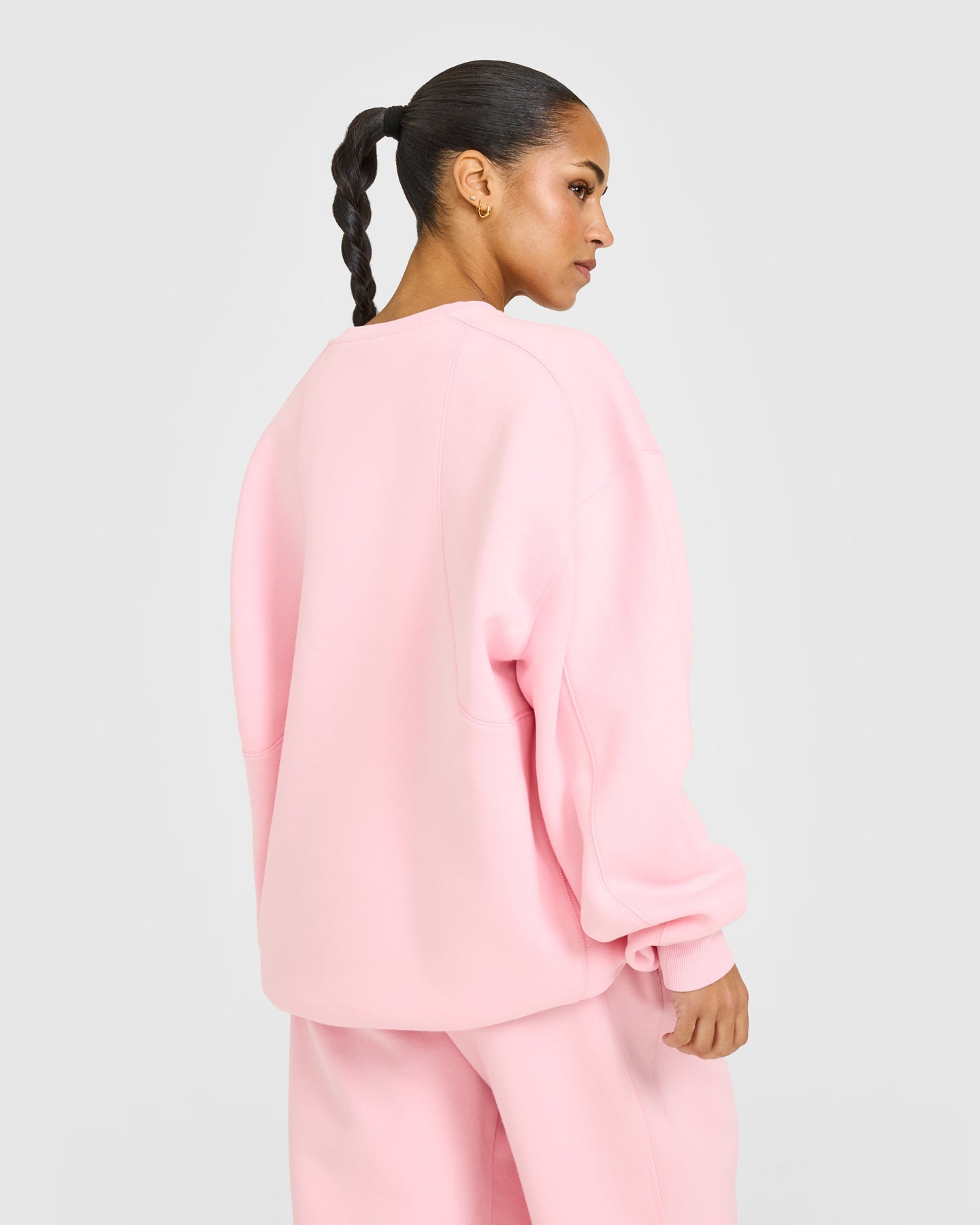 Foundations Oversized Crew Neck Sweatshirt with Oner Embroidery | Petal Pink