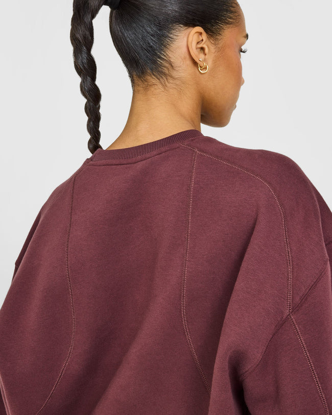 Foundations Oversized Crew Neck Sweatshirt with Oner Embroidery | Washed Velvet Mocha