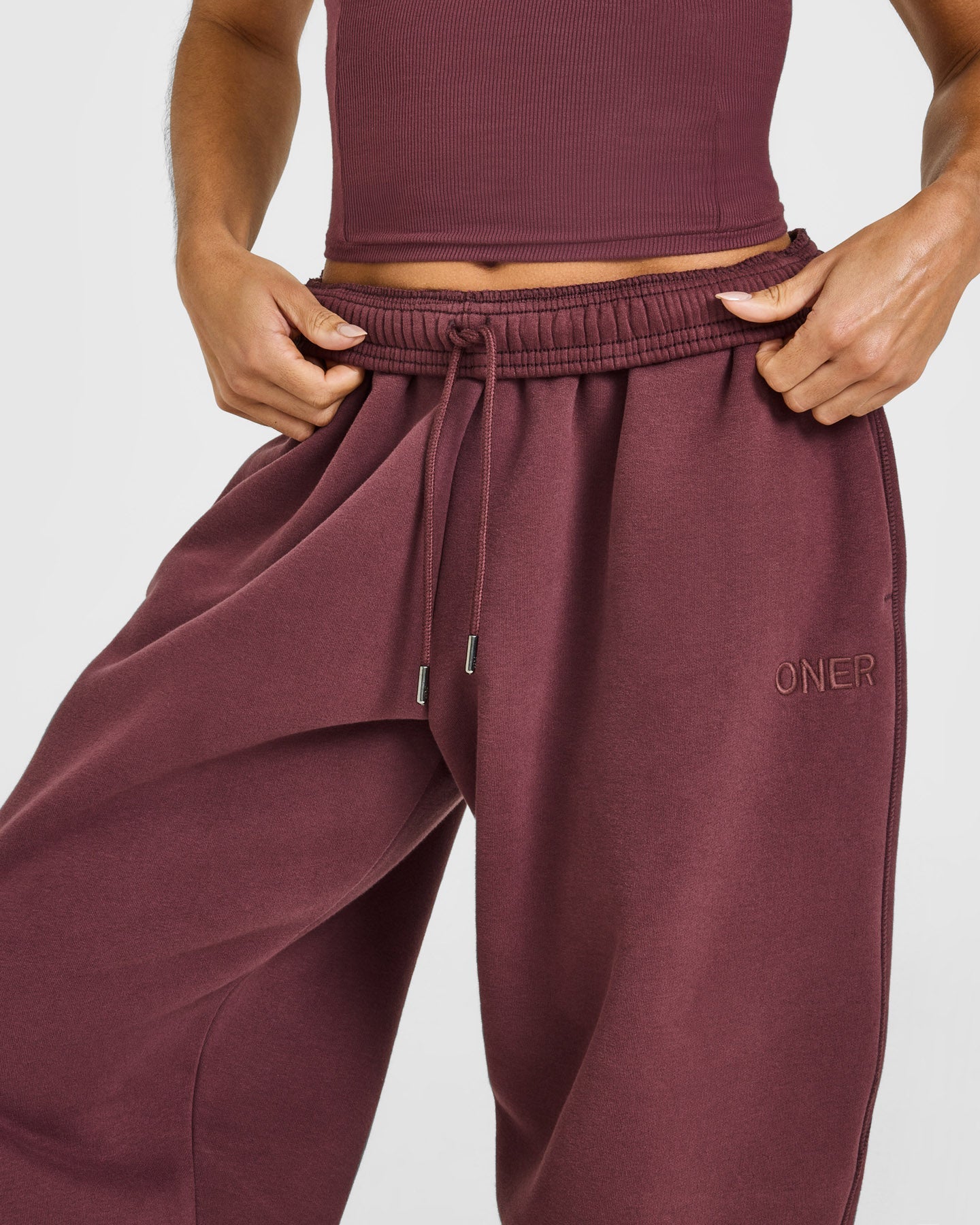 Foundations Oversized Cuffed Joggers with Oner Embroidery | Washed Velvet Mocha