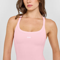 Mellow™ Rib Racer Back Mid Vest with Built in Bra Shelf | Petal Pink
