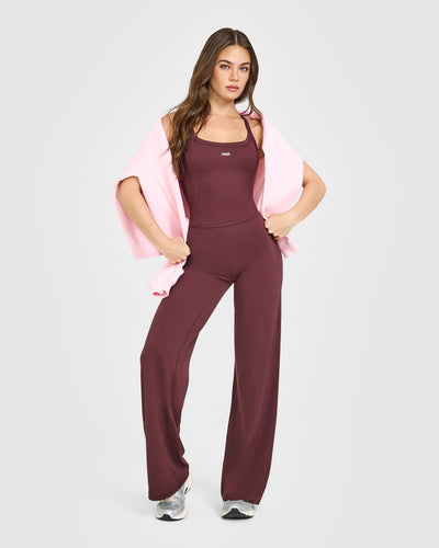 Mellow™ Rib Racer Back Mid Vest with Built in Bra Shelf | Velvet Mocha