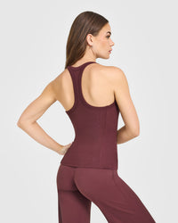 Mellow™ Rib Racer Back Vest with Built in Bra Shelf | Velvet Mocha