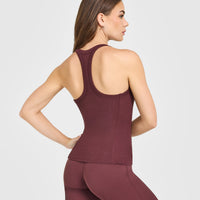 Mellow™ Rib Racer Back Vest with Built in Bra Shelf | Velvet Mocha
