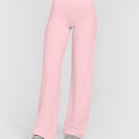 SoftMotion™ Straight Leg Bottoms with White Logo | Cherry Blossom Pink