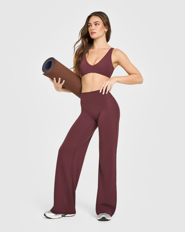 SoftMotion™ Straight Leg Bottoms with White Logo | Velvet Mocha