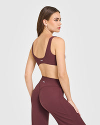 SoftMotion™ Scoop Back Bralette with White Logo | Velvet Mocha