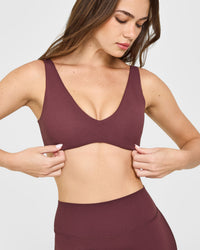 SoftMotion™ Scoop Back Bralette with White Logo | Velvet Mocha